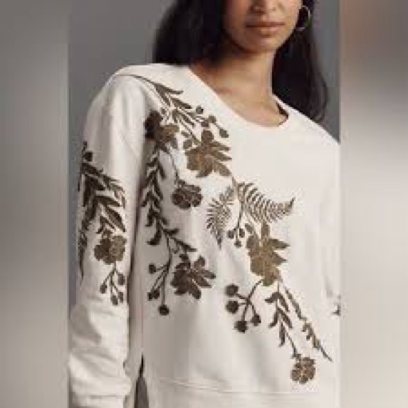 NWT by Anthropologie Fern & Flower Crew-Neck Sweatshirt Size Small - Picture 2 of 13